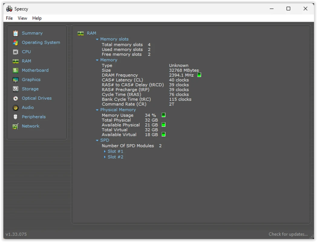 Speccy drive-health scoreboard for HDD and SSD condition